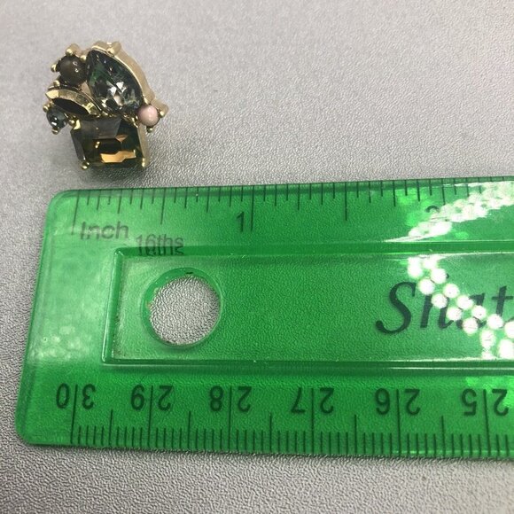 3/$30 Rhinestone Earrings Brown Gold Tone Studs Small Dainty Fancy Elegant - Picture 8 of 9